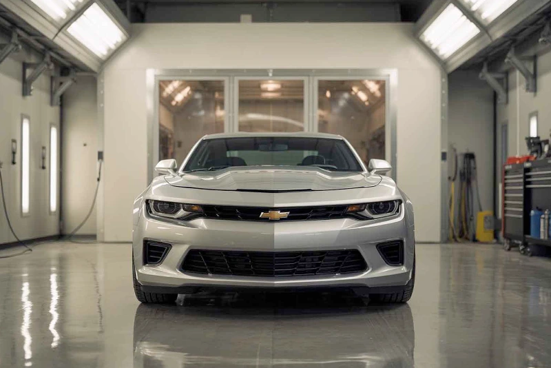 paragon auto collision camaro in booth paragon collision camaro in booth